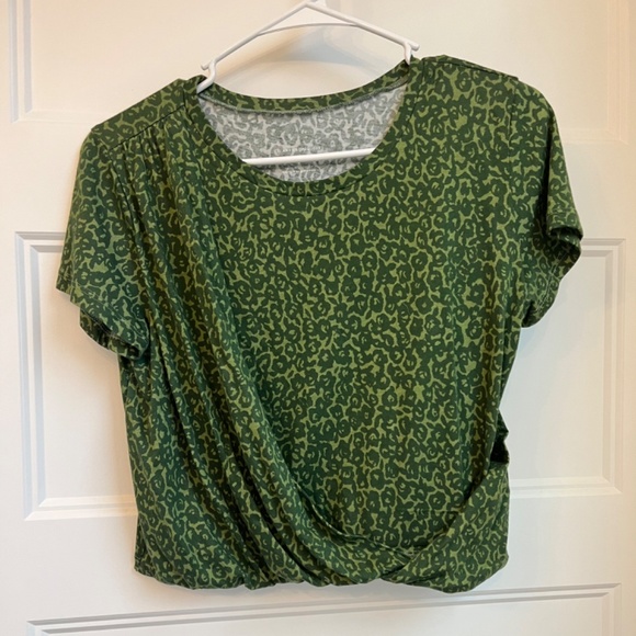 Anthropologie Green Print Crop Top - Picture 3 of 5